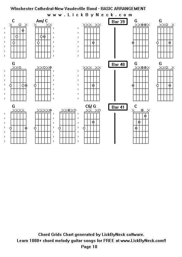 Chord Grids Chart of chord melody fingerstyle guitar song-Winchester Cathedral-New Vaudeville Band - BASIC ARRANGEMENT,generated by LickByNeck software.